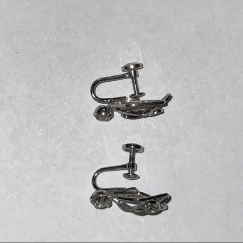 Sterling Tk Tru-Kay Mfg. Co. Sparkly Screw Back Earrings Vintage View 6